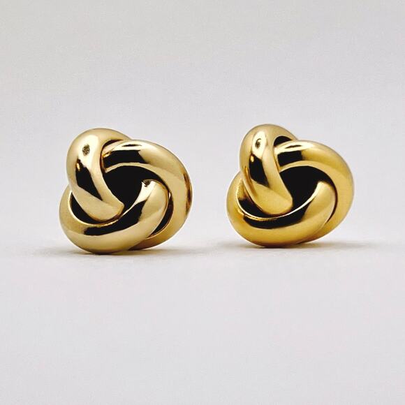 Vintage Chunky Knotted Yellow Gold Statement Stud Earrings, 13mm Diameter (EUC) - Picture 1 of 2
